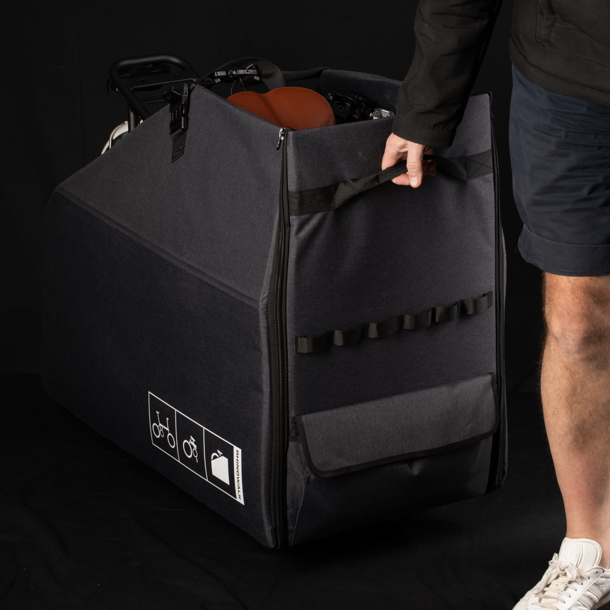 Pedibal 20″ Portable Folding eBike Storage Box – Flat‑Pack Design with Removable Wheels