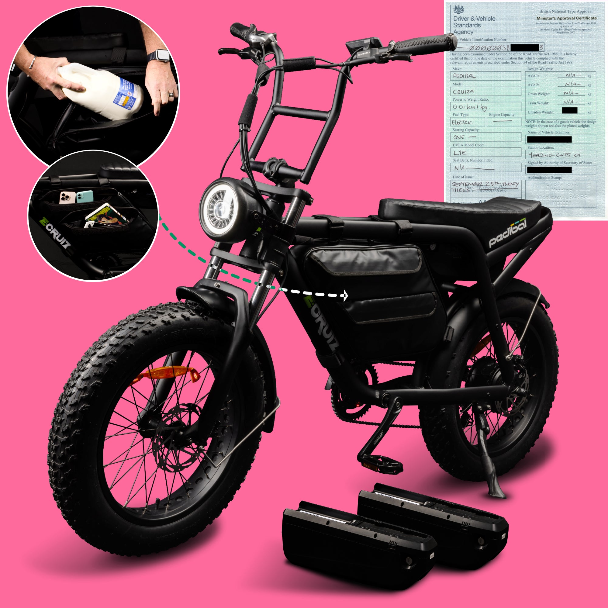 Pedibal E-Cruiza® Fat Tyre Electric Bike 80Nm