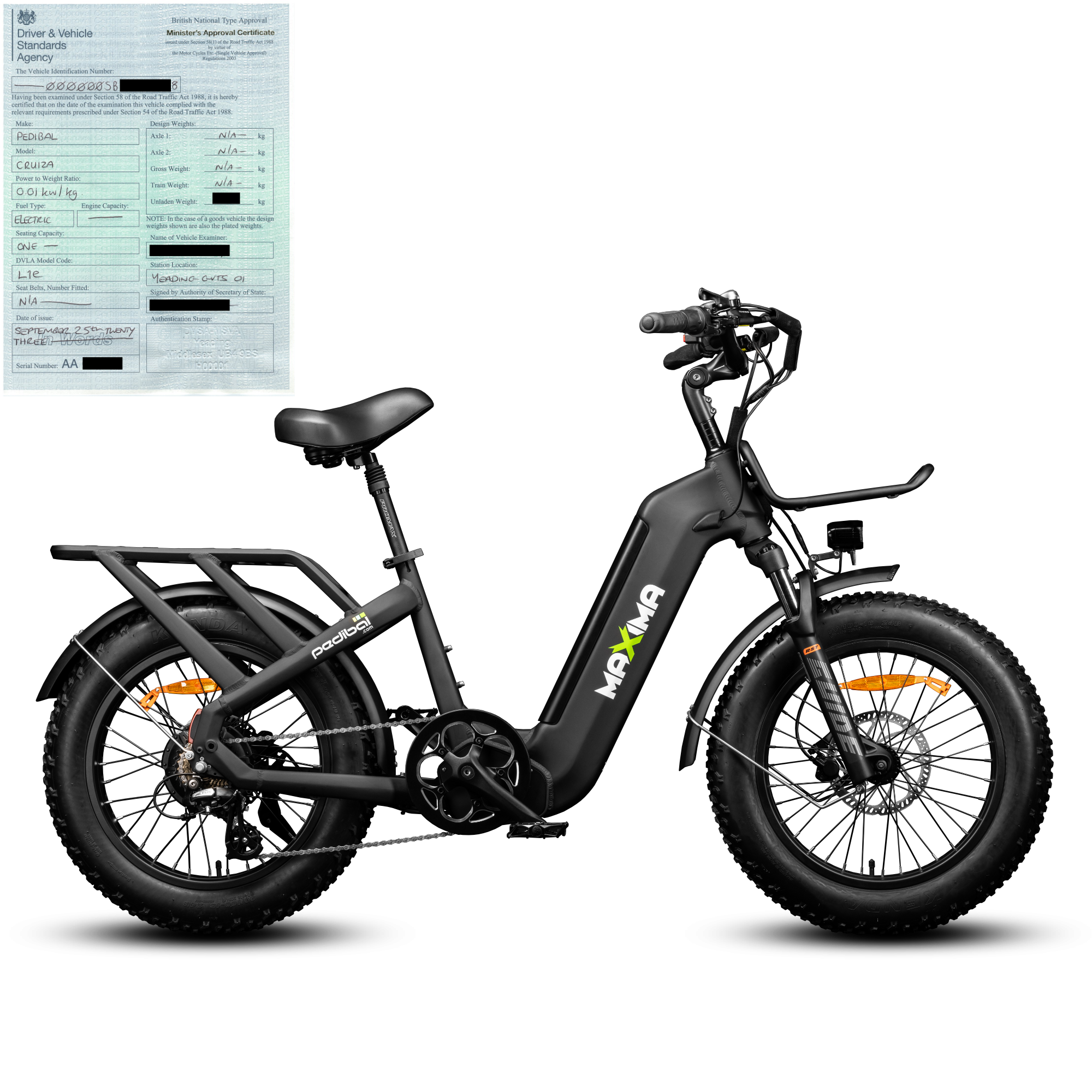 Pedibal Maxima Fat Tyre Folding Cargo Electric Bike | eCargo (Non-Foldable Available)